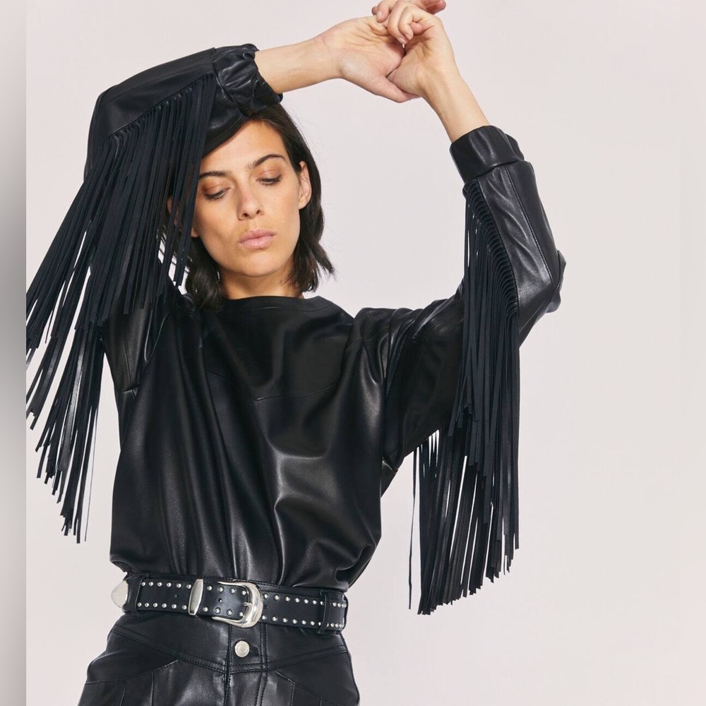 IRO Gentry Leather Fringe Top